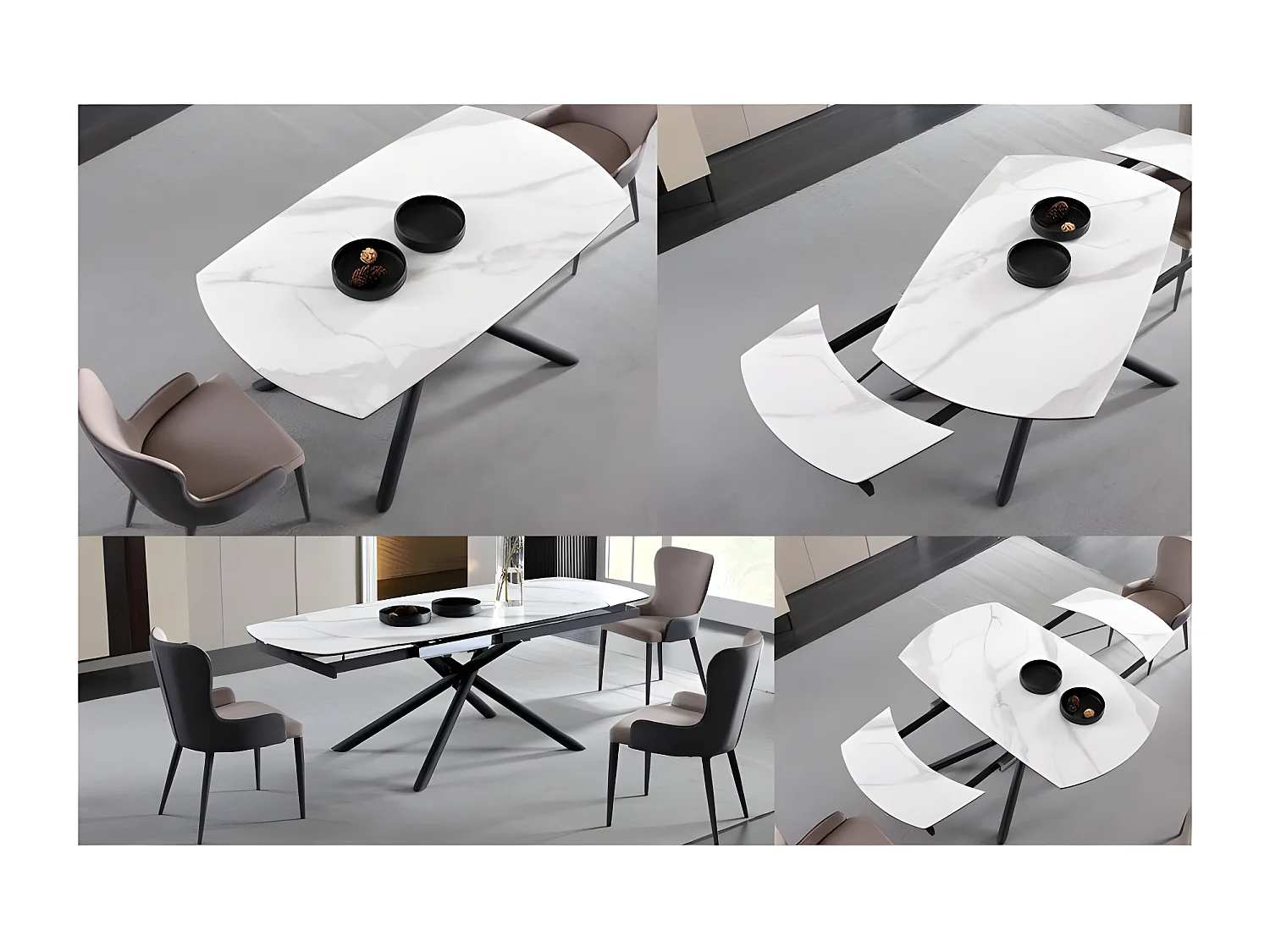 Table À Manger Extensible Céramique Aspect Marbre Silam