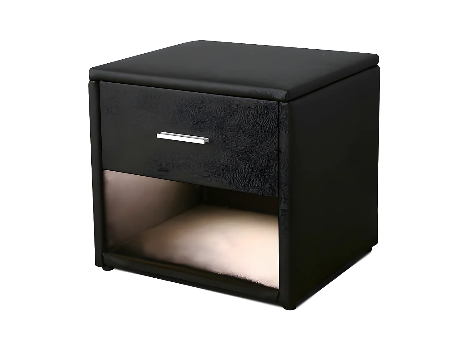 Chevet Simili Cuir Avec Éclairage Led Leva - Couleurs - Noir