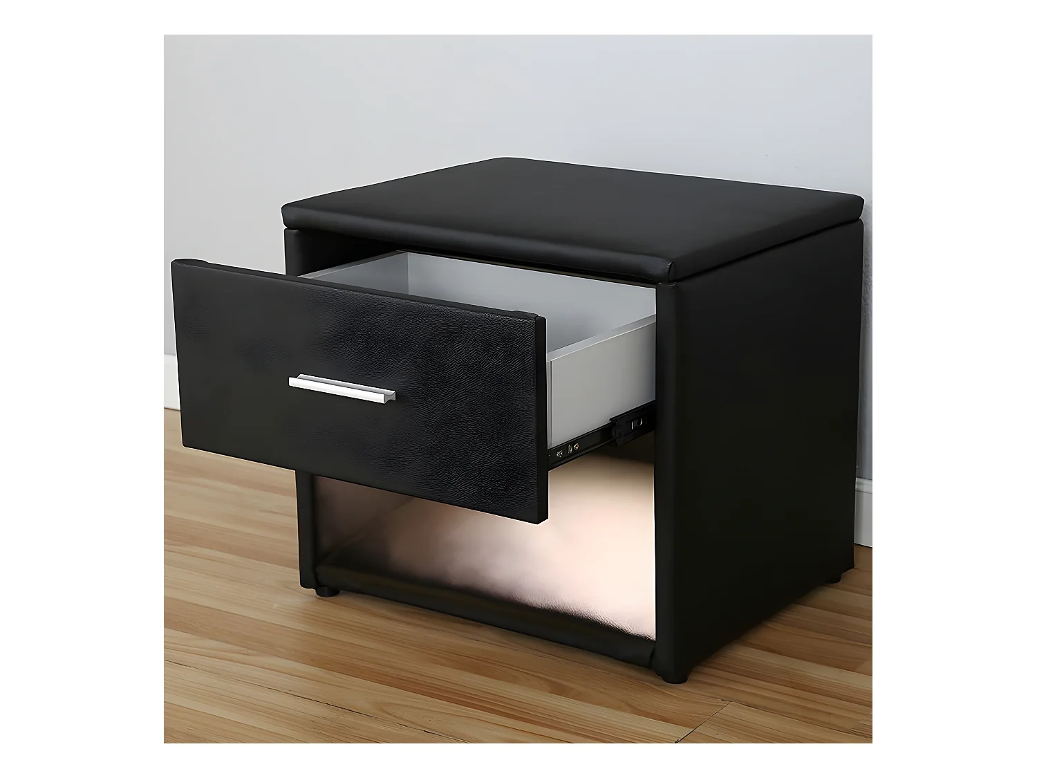 Chevet Simili Cuir Avec Éclairage Led Leva - Couleurs - Noir