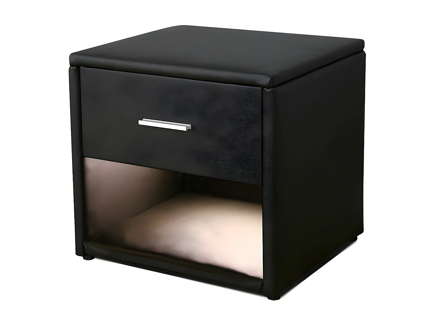 Chevet Simili Cuir Avec Éclairage Led Leva - Couleurs - Noir