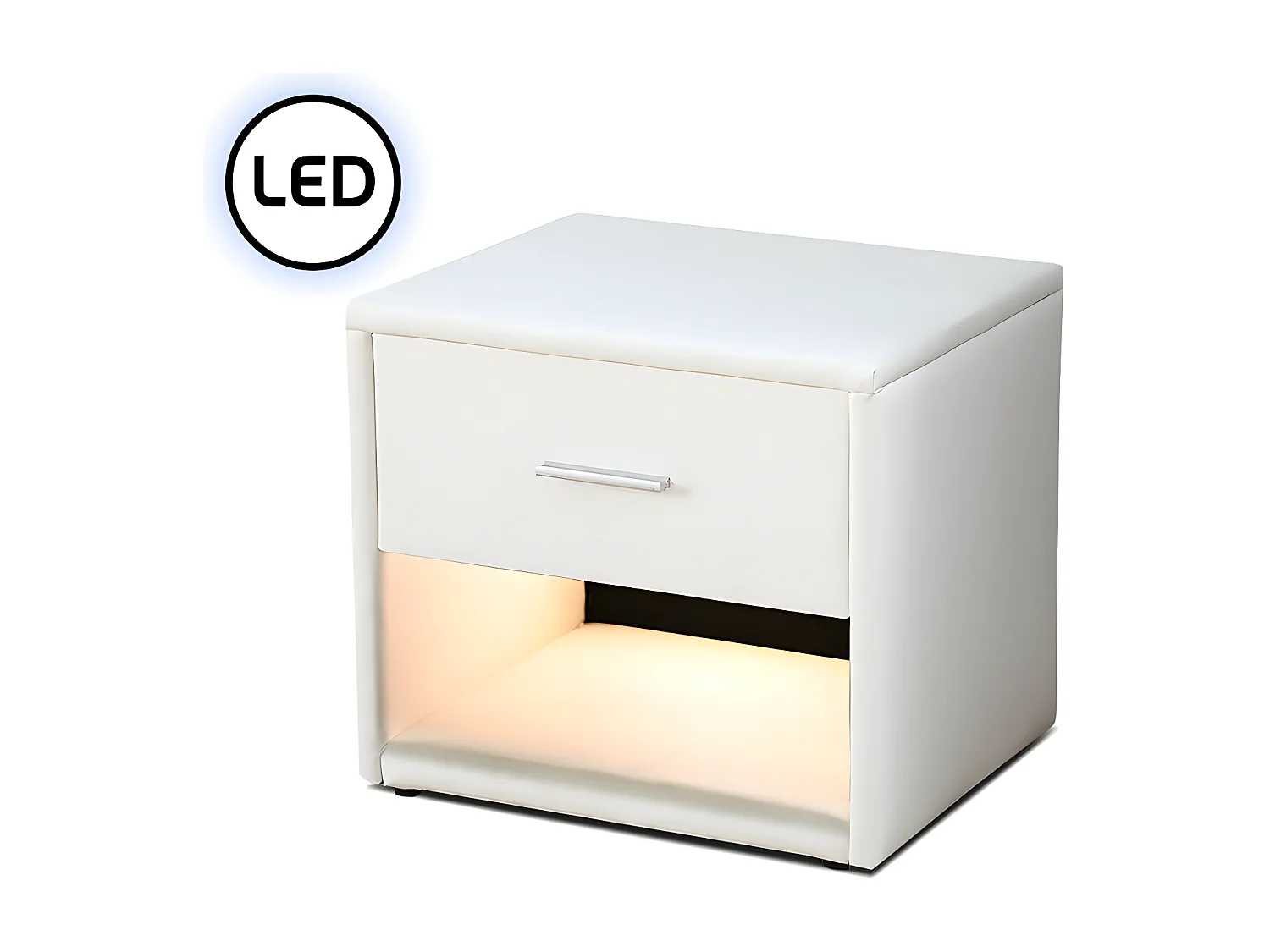 Chevet Simili Cuir Avec Éclairage Led Leva - Couleurs - Blanc