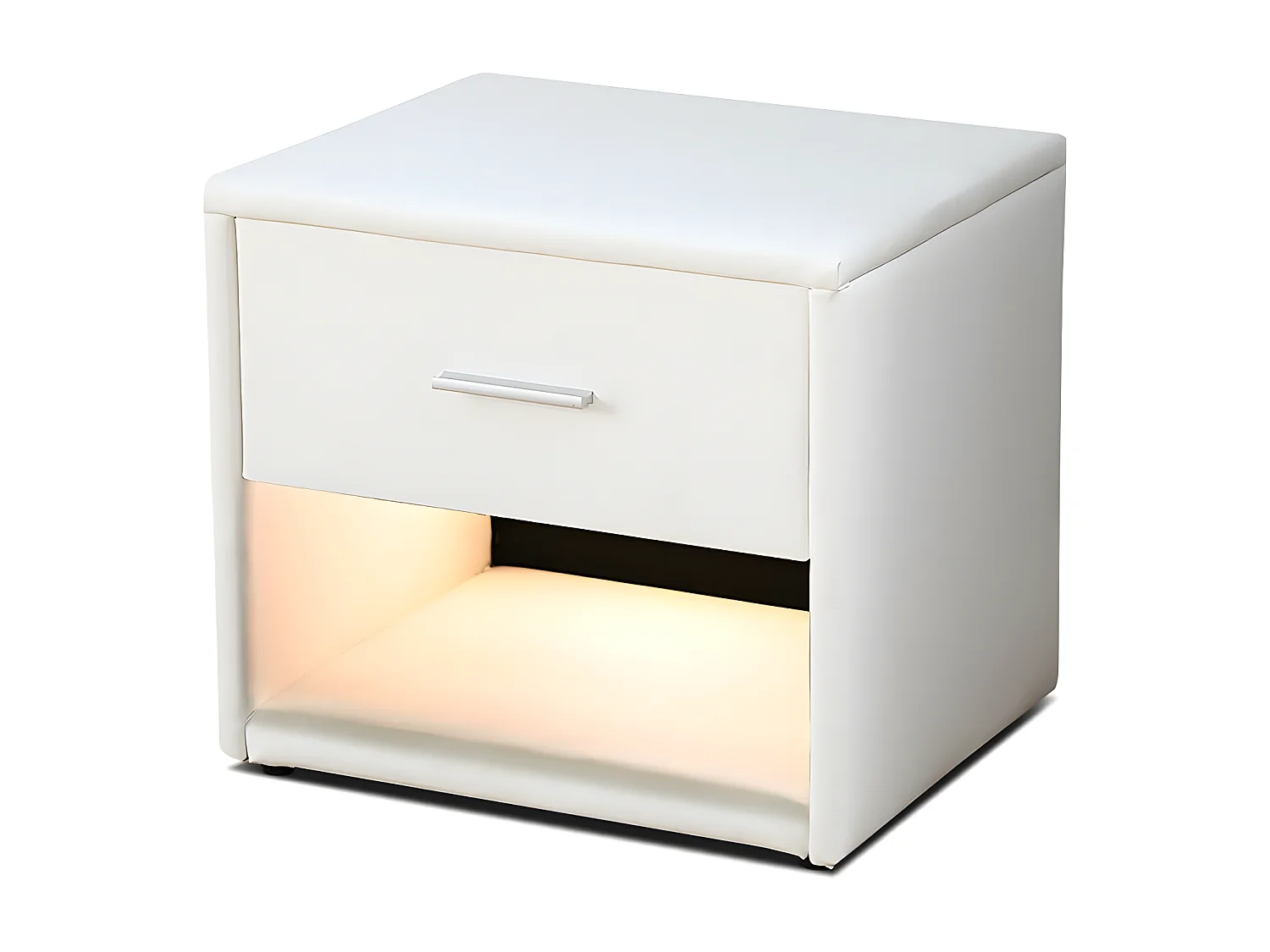 Chevet Simili Cuir Avec Éclairage Led Leva - Couleurs - Blanc