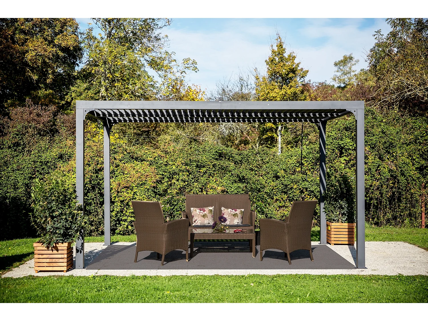 Pergola bioclimatique ALUMINIUM coloris gris anthracite