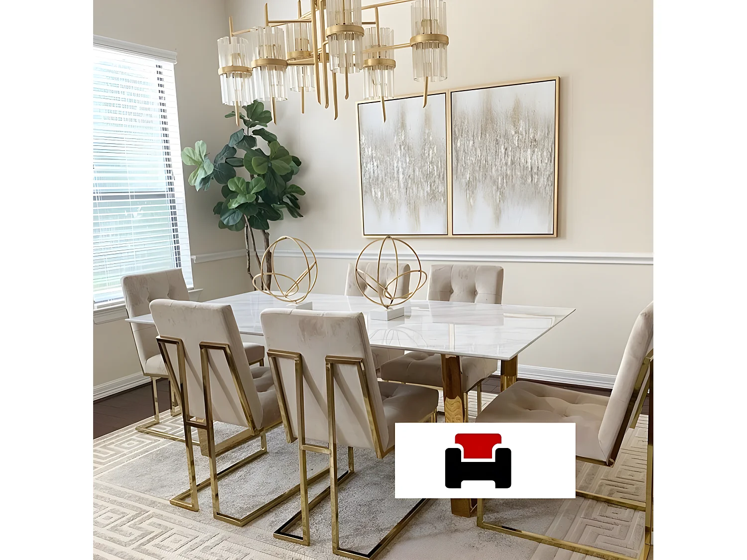 Table À Manger Céramique Effet Marbre Blanc Pied Couleur Or Liv