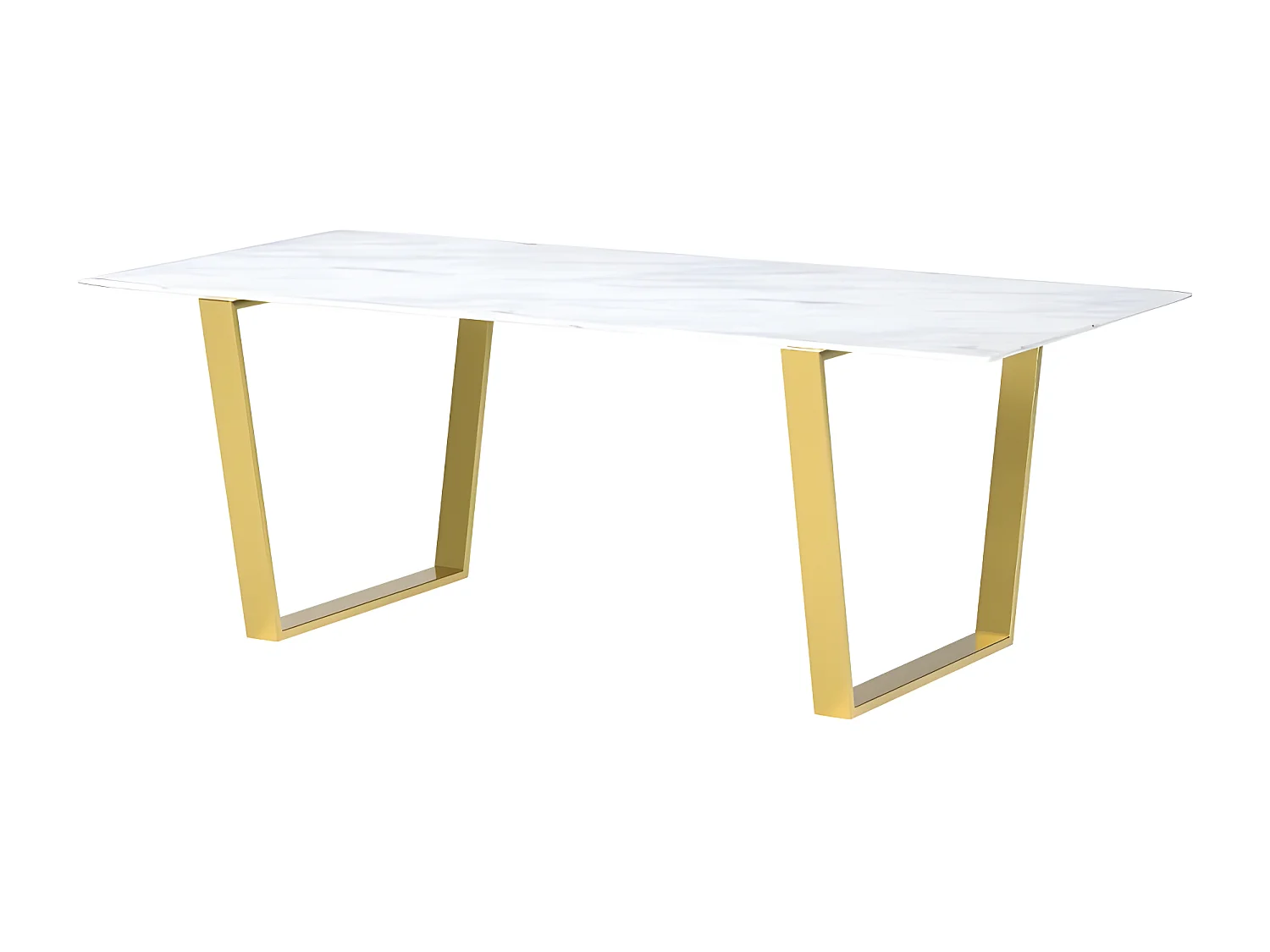 Table À Manger Céramique Effet Marbre Blanc Pied Couleur Or Liv