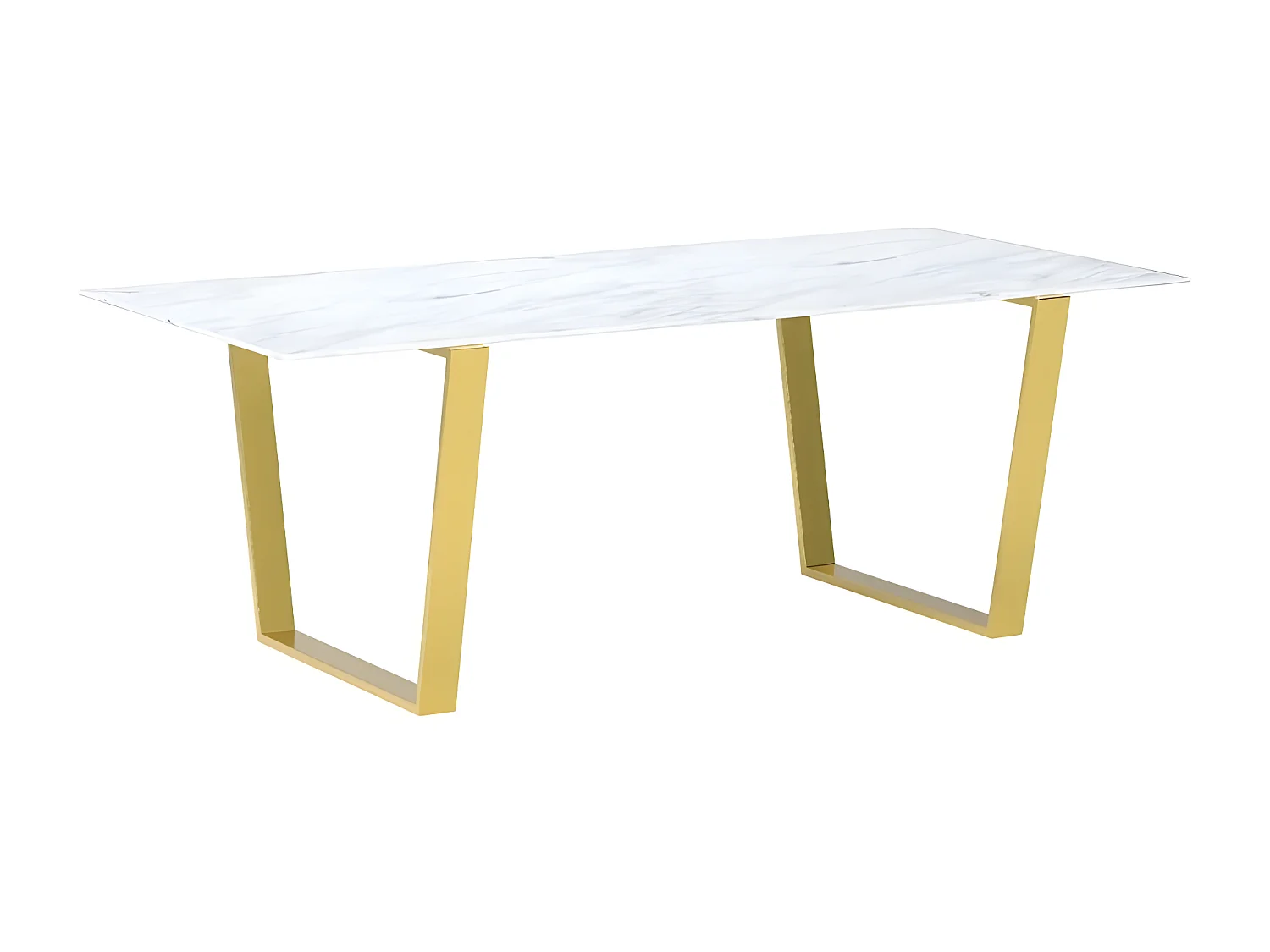 Table À Manger Céramique Effet Marbre Blanc Pied Couleur Or Liv