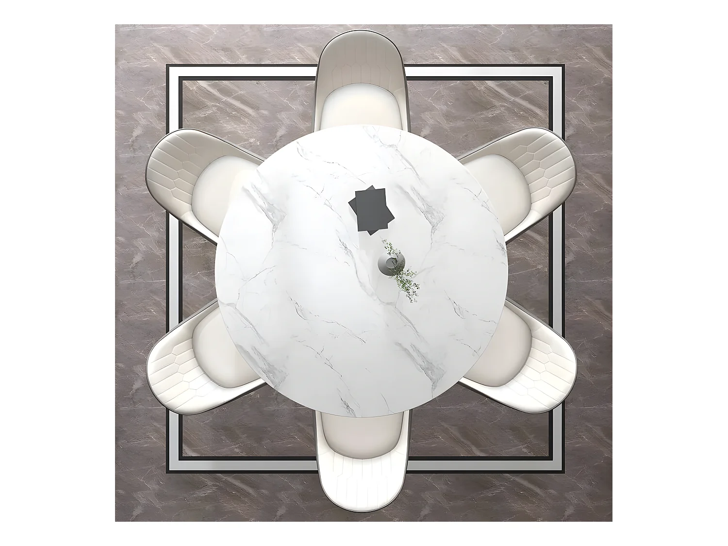 Table De Salle À Manger Ronde Moderne Effet Marbre Blanc Et Pied Doré Dorone