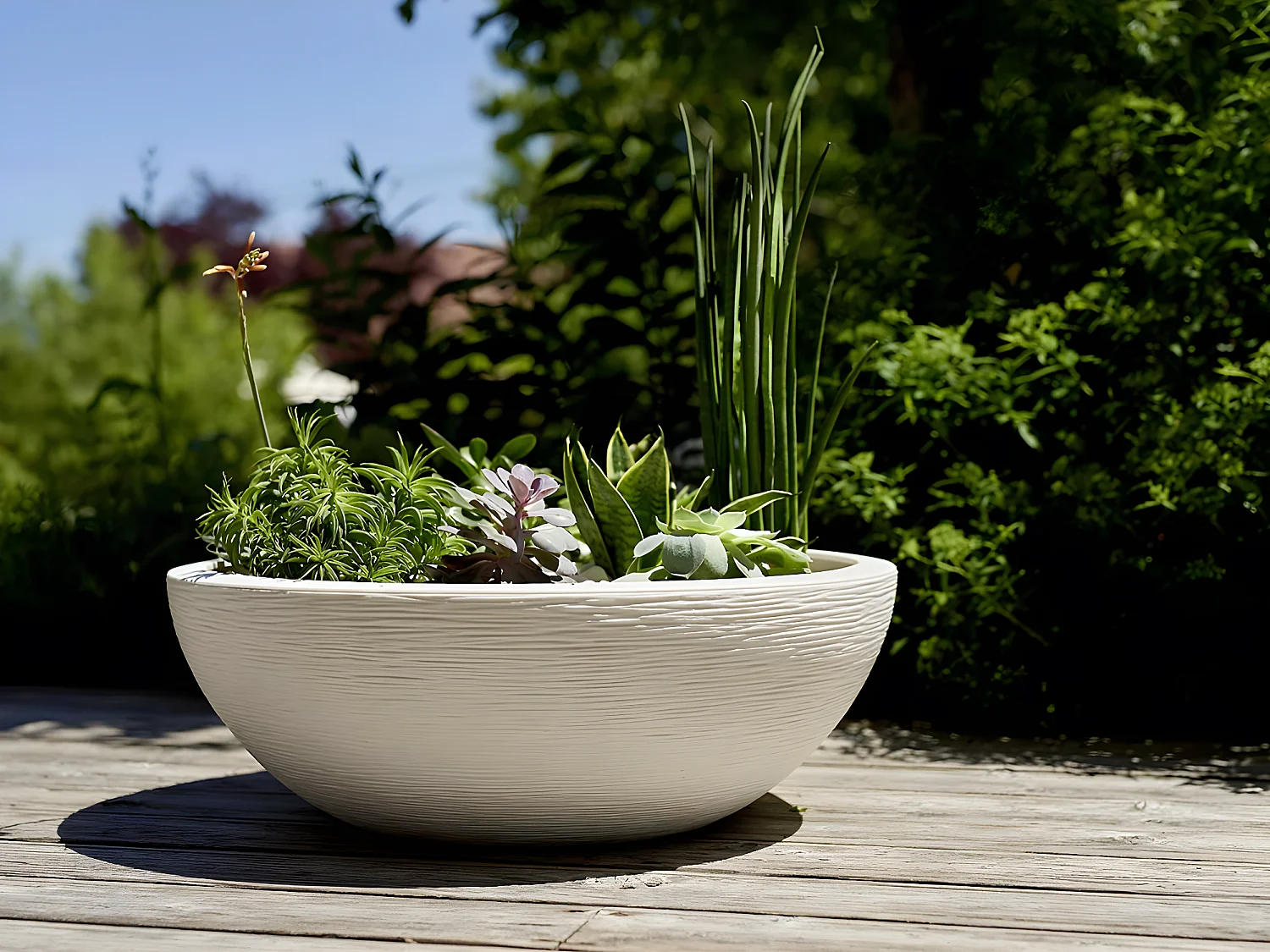 Pot de fleurs vasque en plastique Graphit UP blanc cérusé - Ø 60 cm - Eda