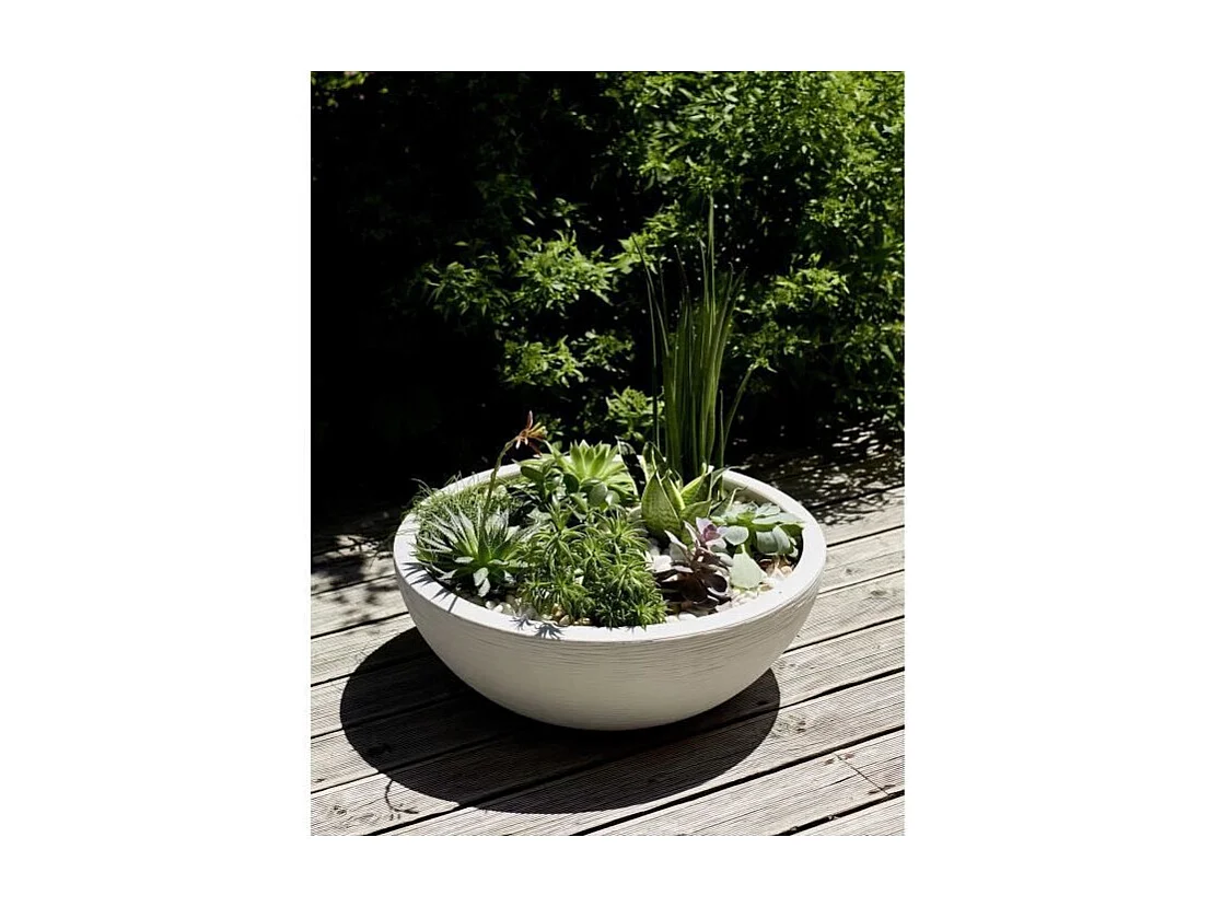 Pot de fleurs vasque en plastique Graphit UP blanc cérusé - Ø 60 cm - Eda