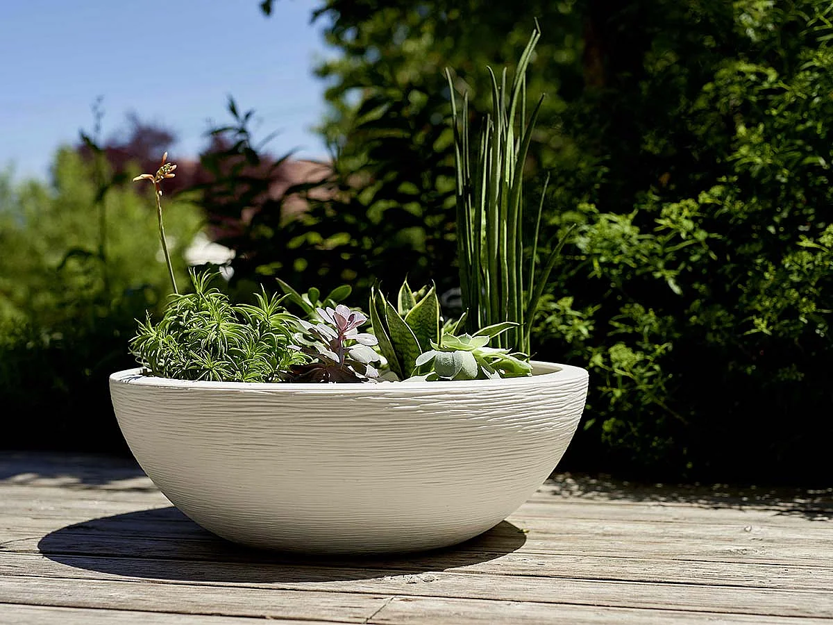 Pot de fleurs vasque en plastique Graphit UP blanc cérusé - Ø 60 cm - Eda