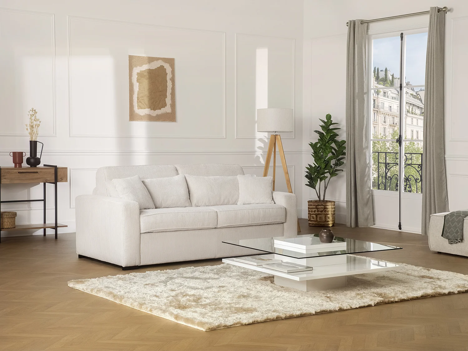 Tapis shaggy à poils longs ultra doux- 160 x 230 cm -  Beige - DOLCE