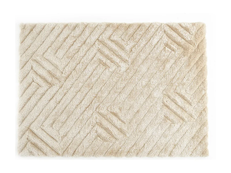 Hochflorteppich mit Relief-Optik - 160 x 230 cm - Off-White - MAZE