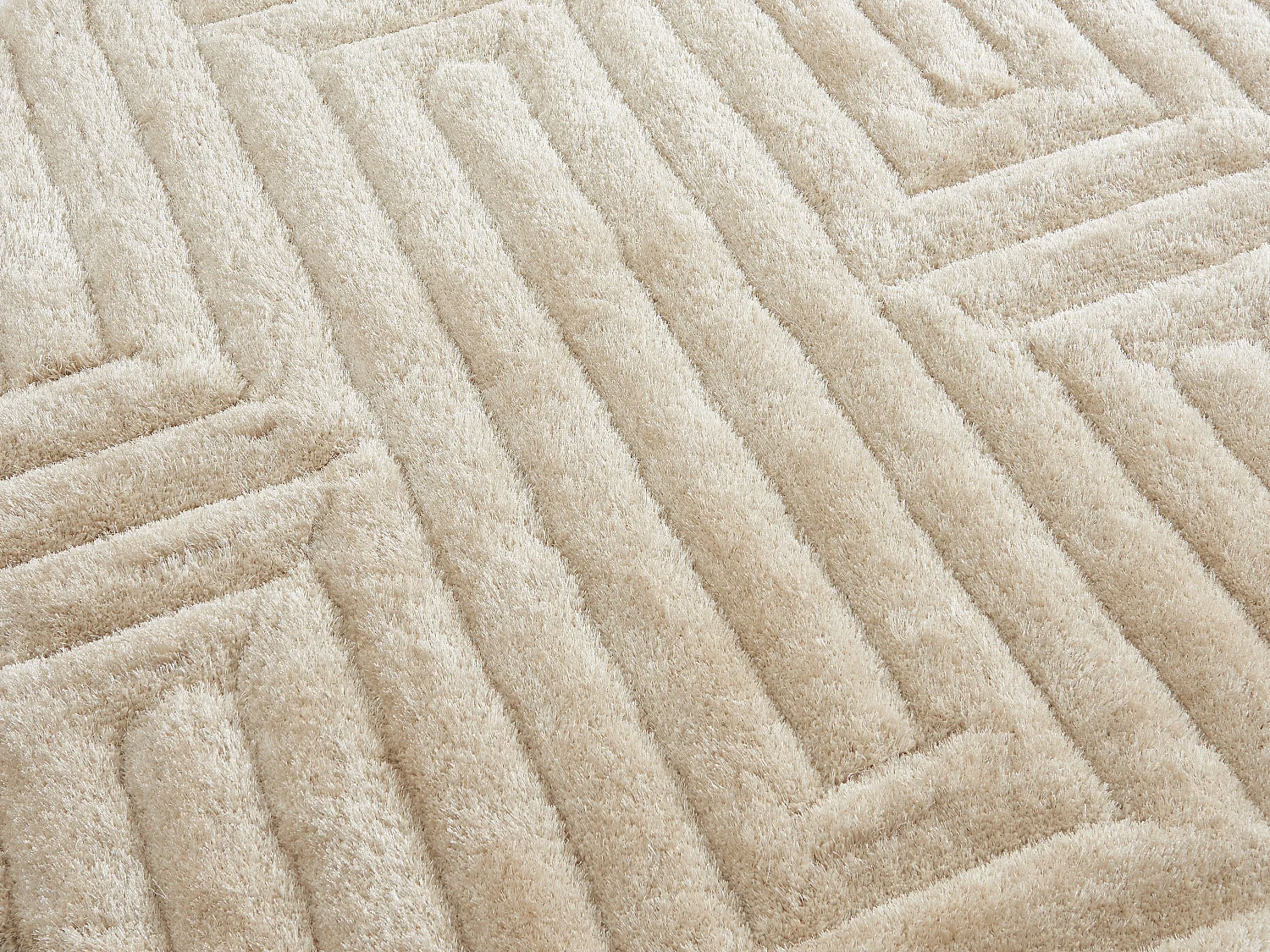 Dywan shaggy z długim włosiem i wypukłym wzorem - 160 x 230 cm - Złamana biel - MAZE