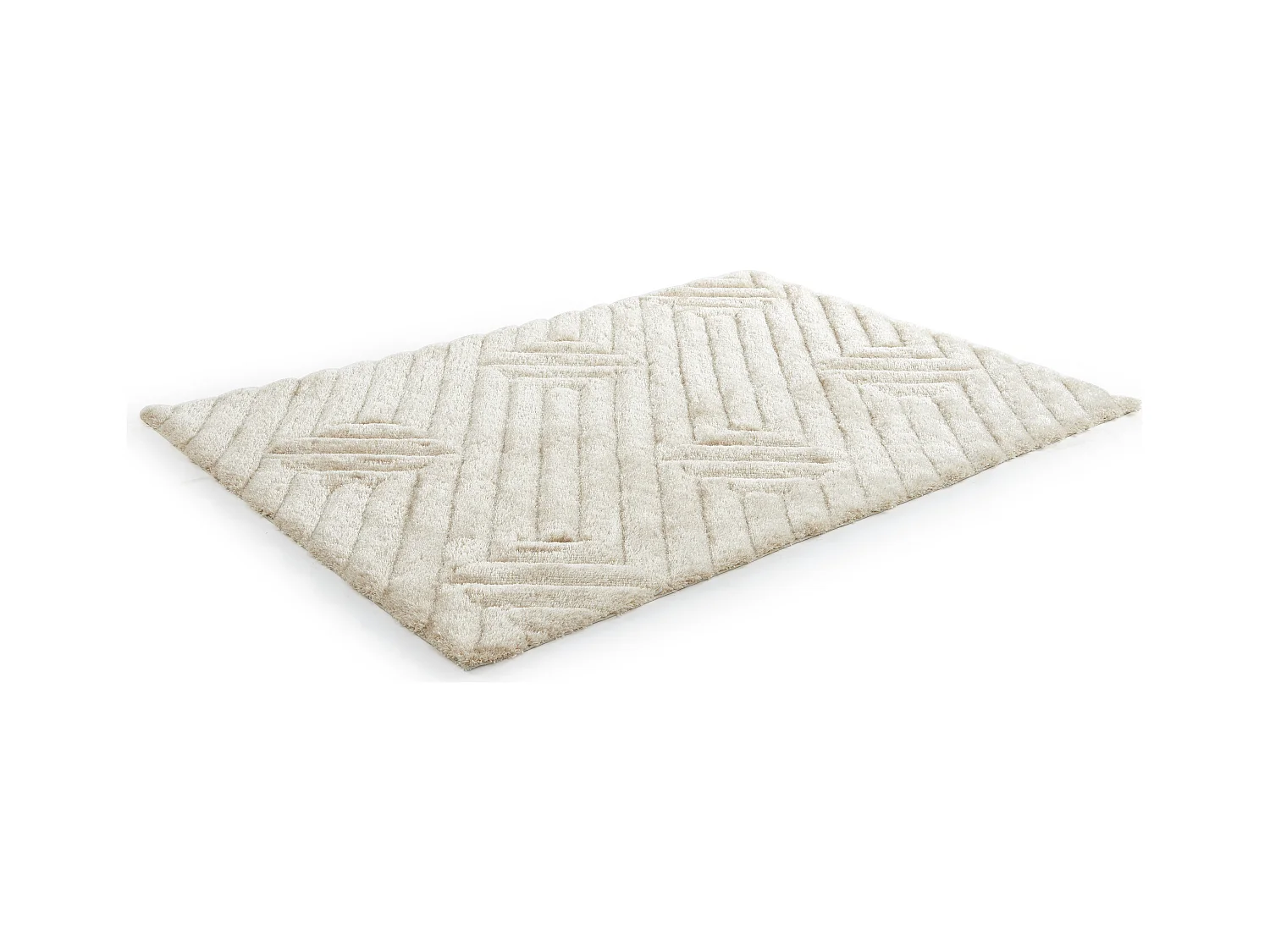 Langhåret shaggy tæppe med reliefeffekt - 160 x 230 cm - Off-white - MAZE
