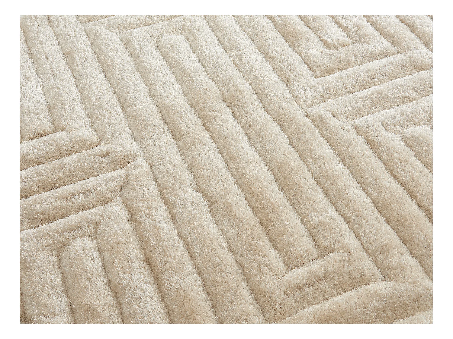 Langhåret shaggy tæppe med reliefeffekt - 160 x 230 cm - Off-white - MAZE