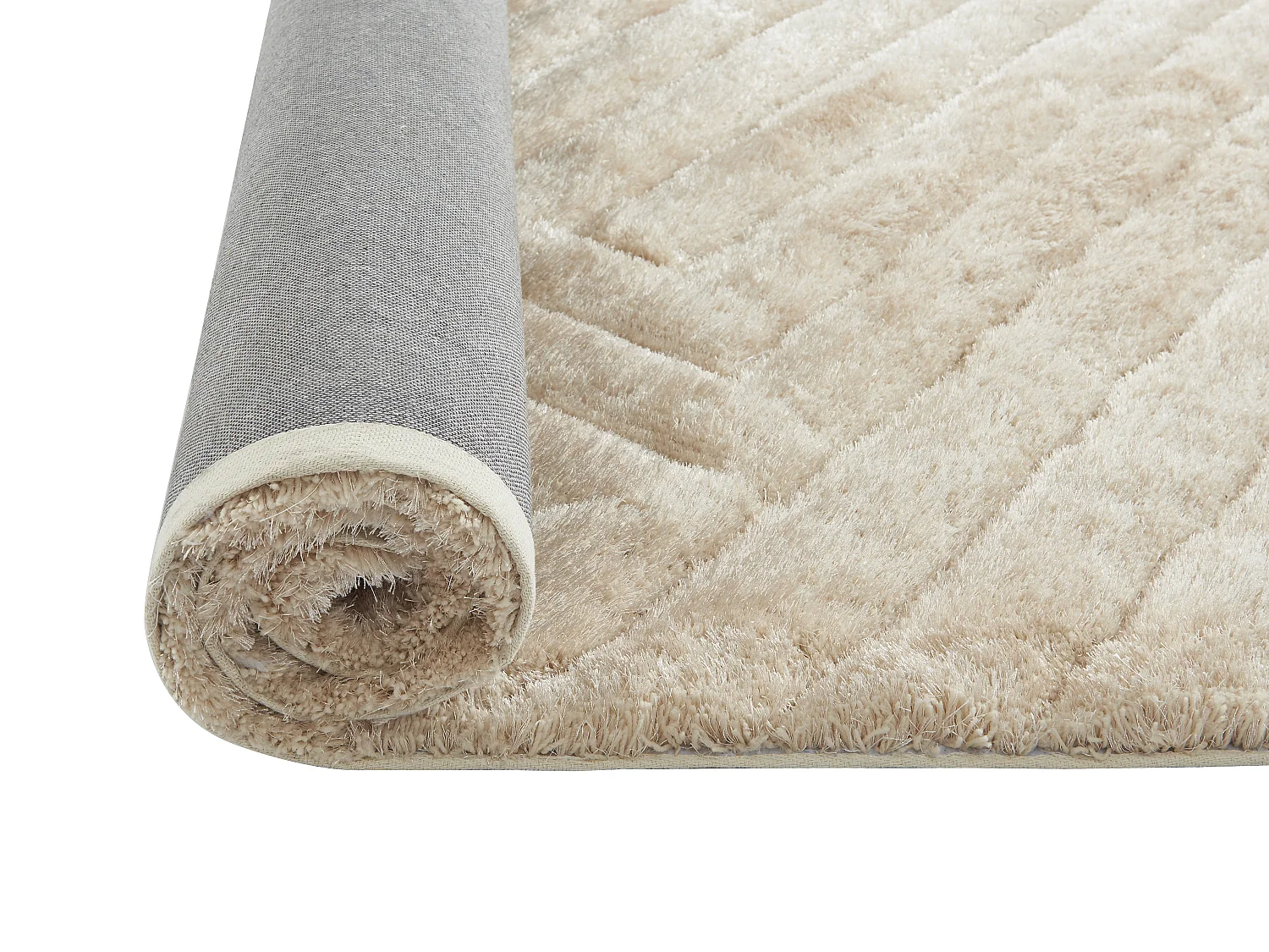 Shaggy hoogpolig vloerkleed in reliëf - 160 x 230 cm - Gebroken wit - MAZE