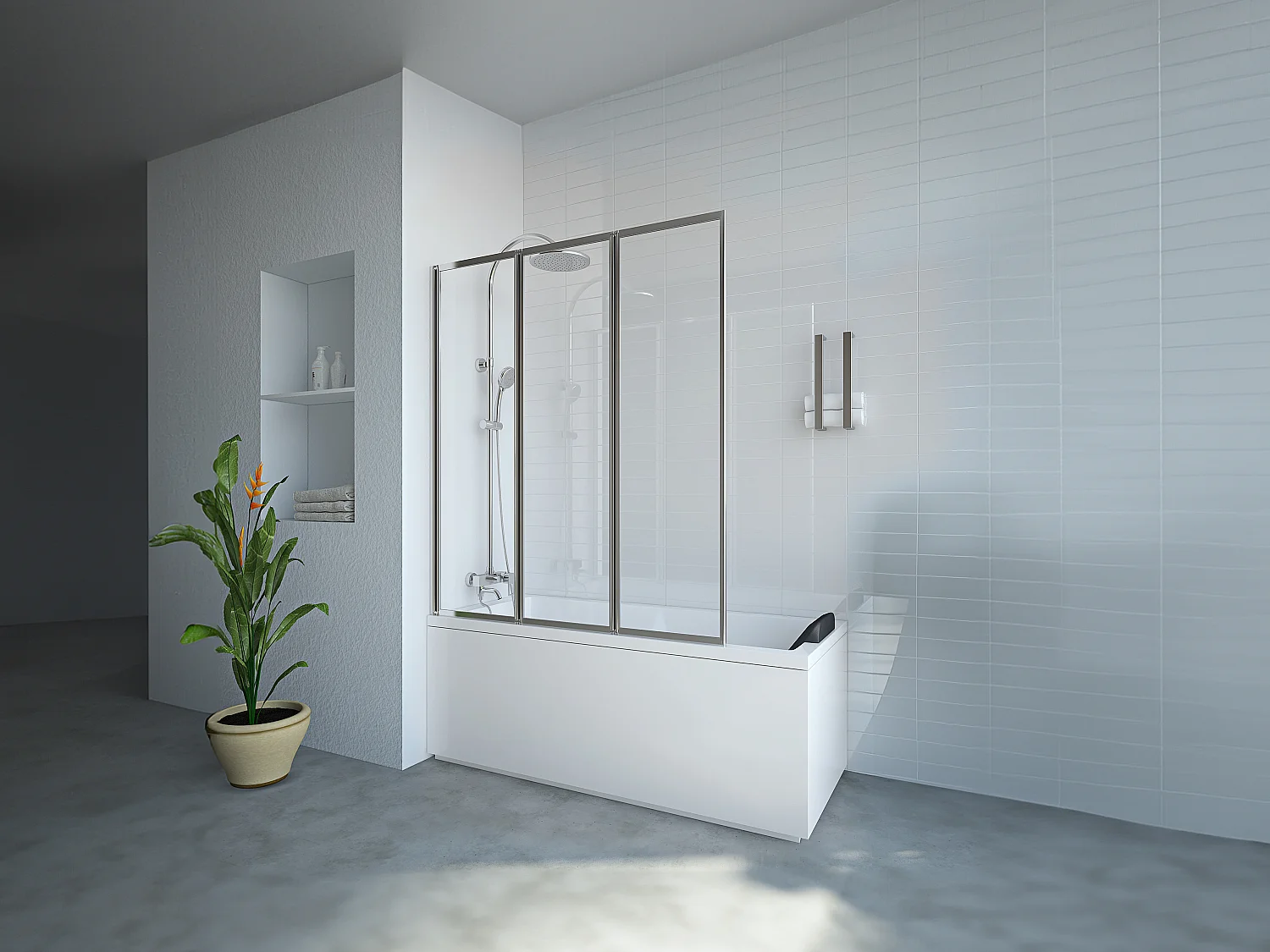 Pare baignoire pliant en métal - Coloris chrome - 120 x 140 cm - DISTRICT