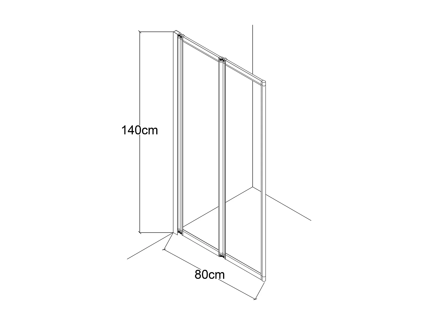 Parete per vasca da bagno pieghevole 80 x 140 cm in Metallo Nero opaco Stile atelier - DISTRICT