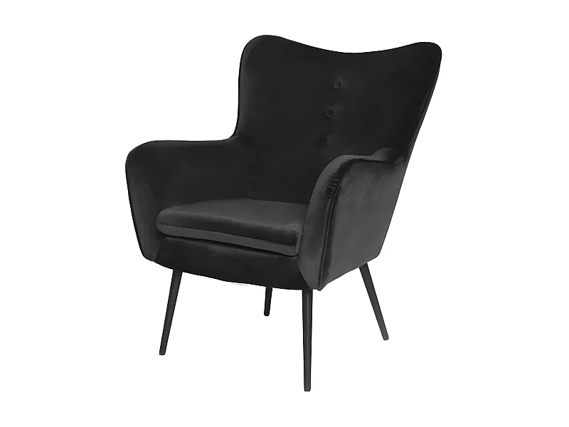 Fauteuil En Velours Design Zola - Couleurs - Noir