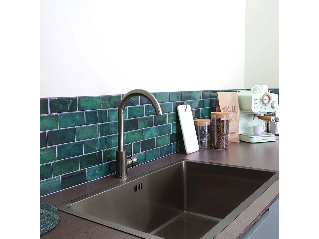 Luisa Spüle 1 großes Becken allein 76x45 aus Edelstahl grau gun metal Essebagno