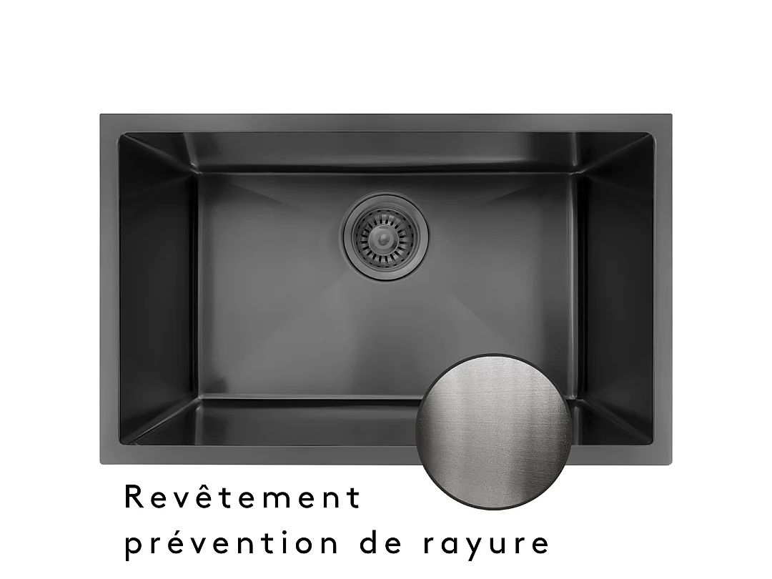 Luisa Spüle 1 großes Becken allein 76x45 aus Edelstahl grau gun metal Essebagno