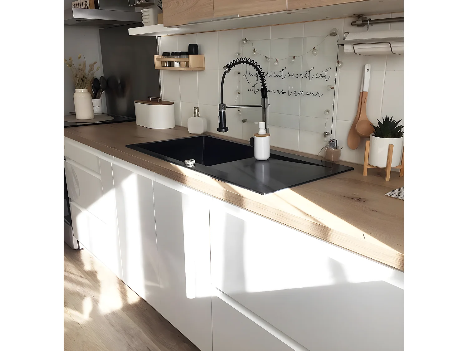 Lisse évier réversible 1 grande cuve 1 égouttoir en résine noir - Essebagno