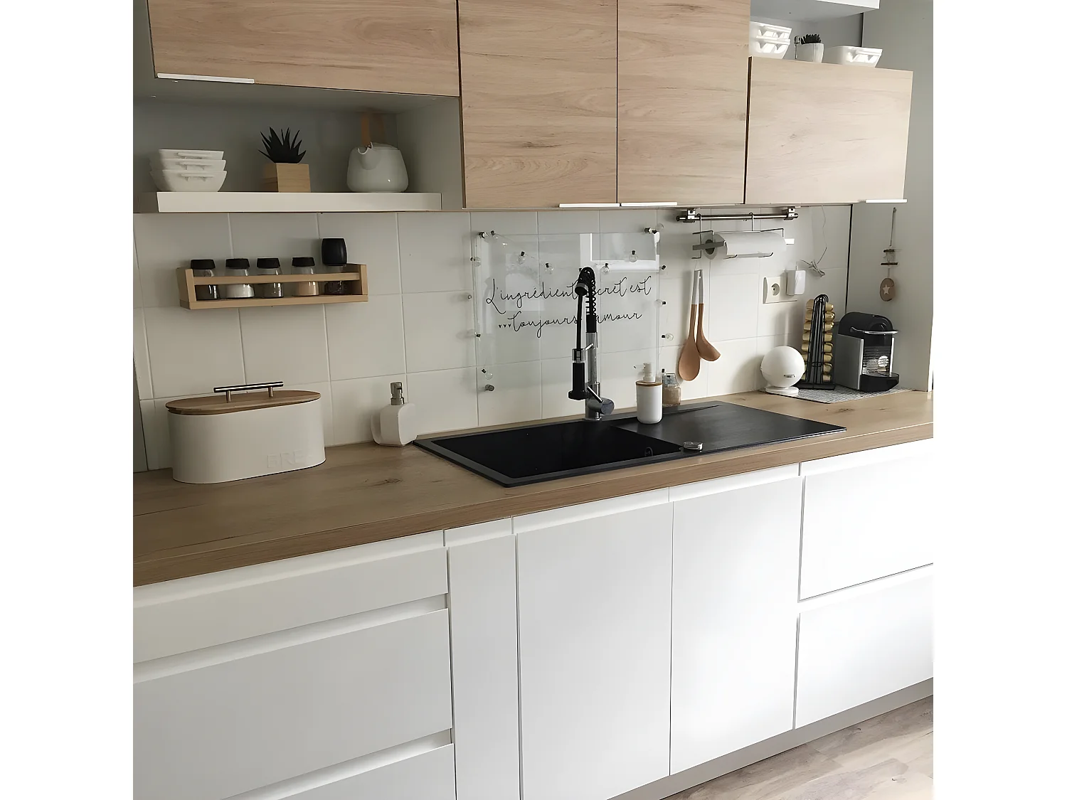 Lisse évier réversible 1 grande cuve 1 égouttoir en résine noir - Essebagno