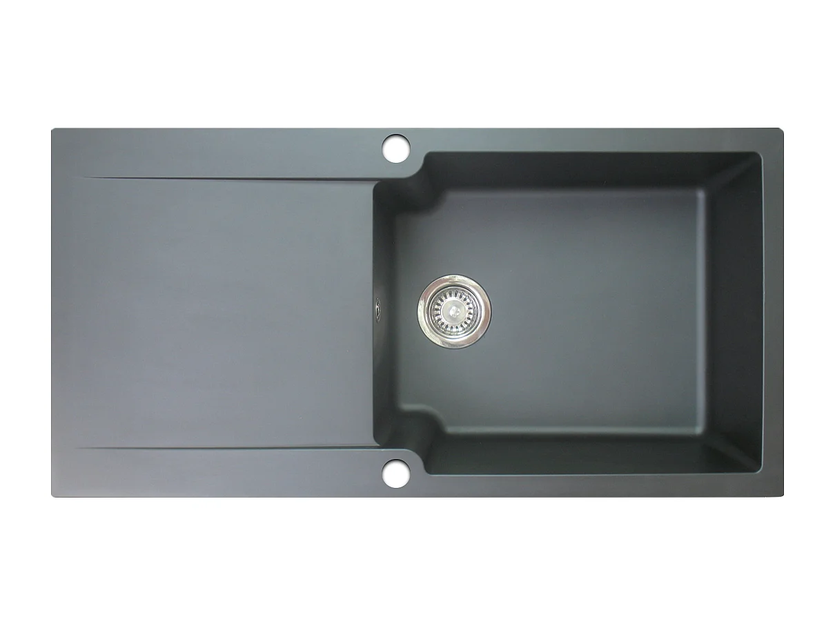 Lisse umkehrbare Spüle 1 großes Becken 1 Abtropfbecken aus schwarzes Harz Essebagno