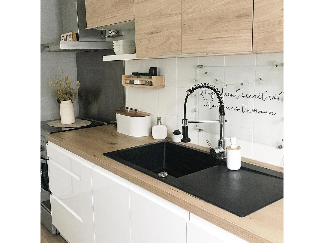 Lisse umkehrbare Spüle 1 großes Becken 1 Abtropfbecken aus schwarzes Harz Essebagno