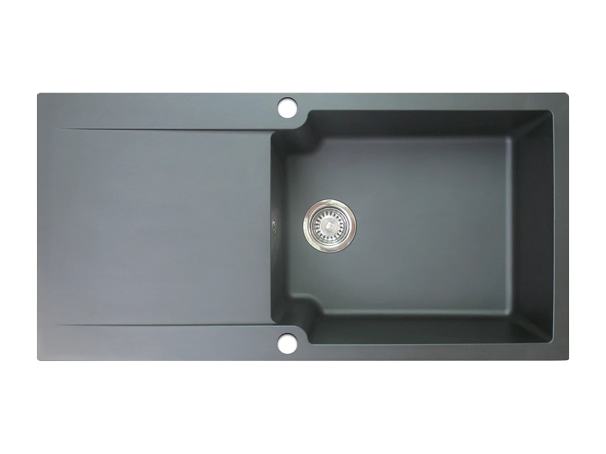 Lisse fregadero reversible 1 cubeta grande 1 escurridor en resina negra Essebagno