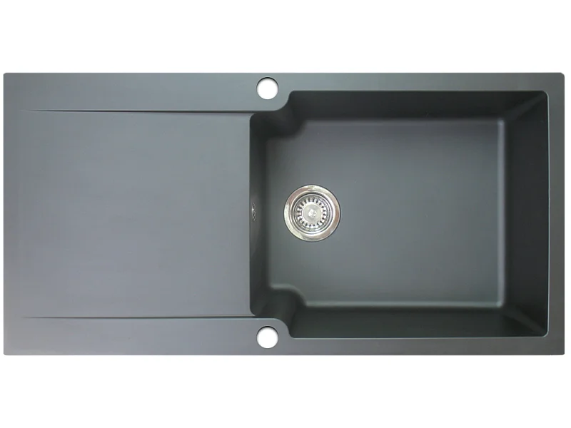 Lisse fregadero reversible 1 cubeta grande 1 escurridor en resina negra Essebagno