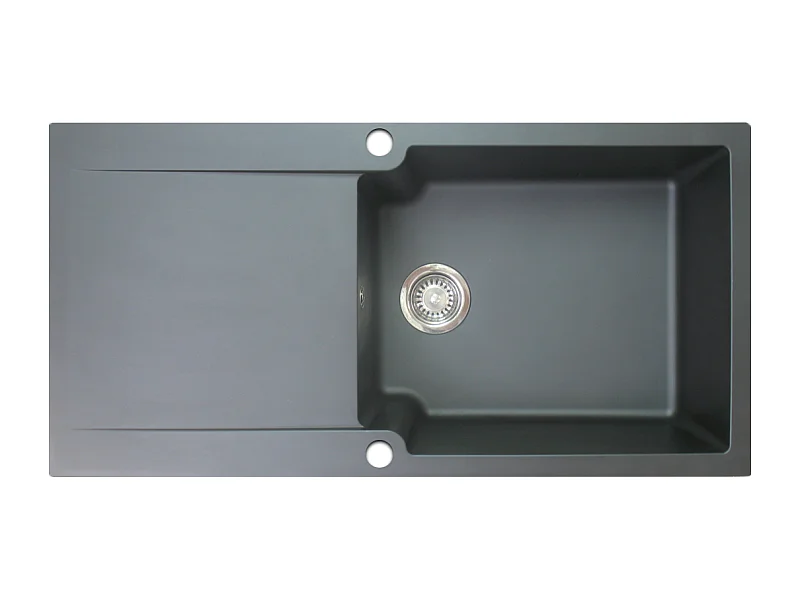 Lisse lava-loiça reversível 1 cuba grande 1 escorredor em resina preta Essebagno