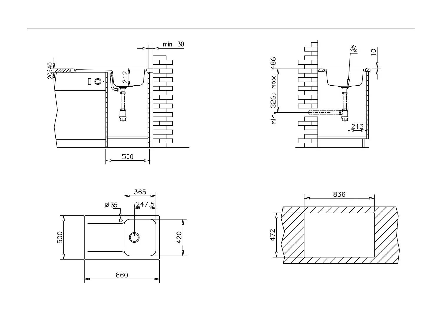 Lisse évier réversible 1 cuve 1 égouttoir en résine blanc - Essebagno