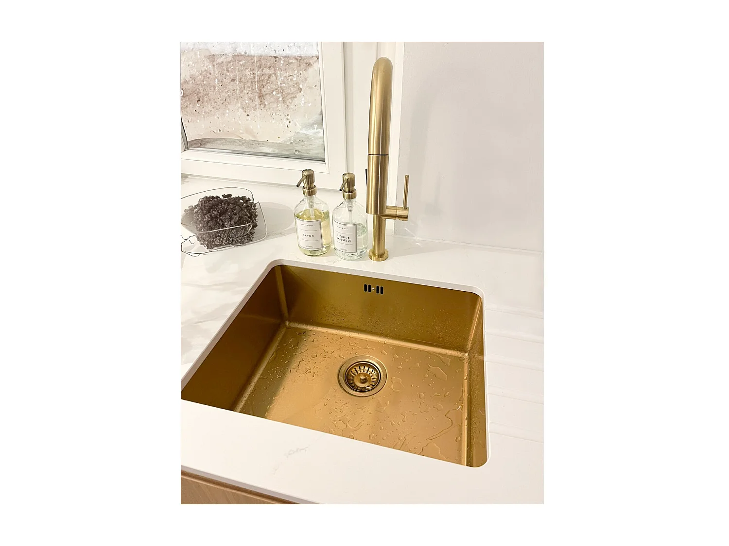 Luisa évier 1 cuve seule 55x45 en inox or brossé - Essebagno