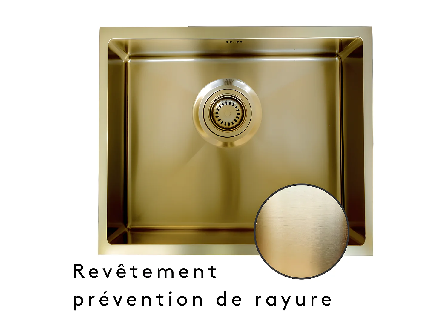 Luisa évier 1 cuve seule 55x45 en inox or brossé - Essebagno