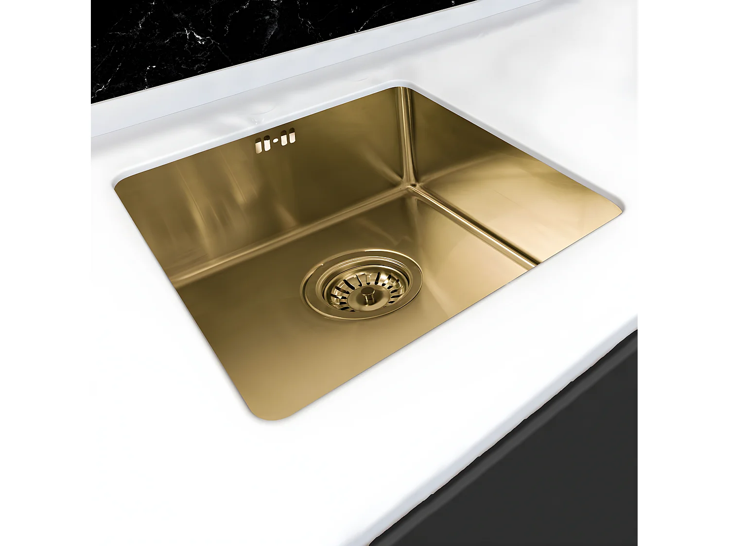 Luisa évier 1 cuve seule 55x45 en inox or brossé - Essebagno