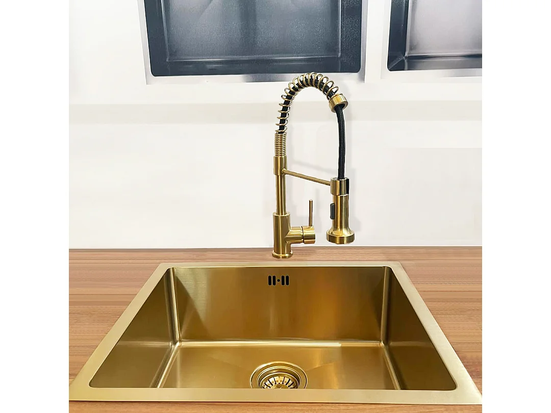 Luisa évier 1 cuve seule 55x45 en inox or brossé - Essebagno