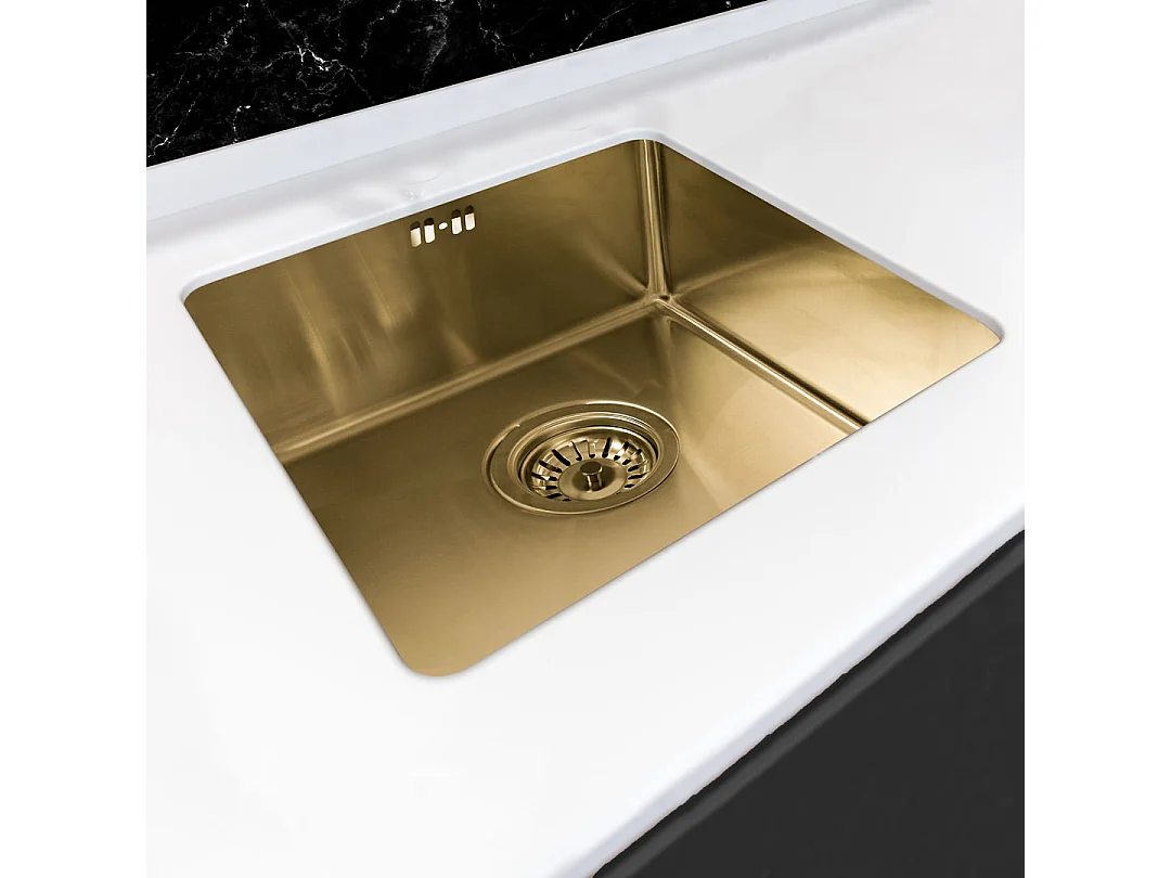 Luisa évier 1 cuve seule 55x45 en inox or brossé - Essebagno