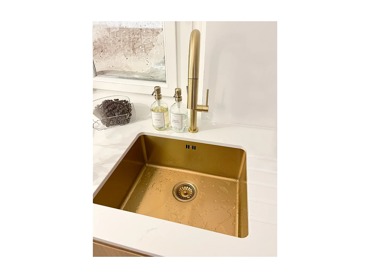 Luisa évier 1 cuve seule 55x45 en inox or brossé - Essebagno