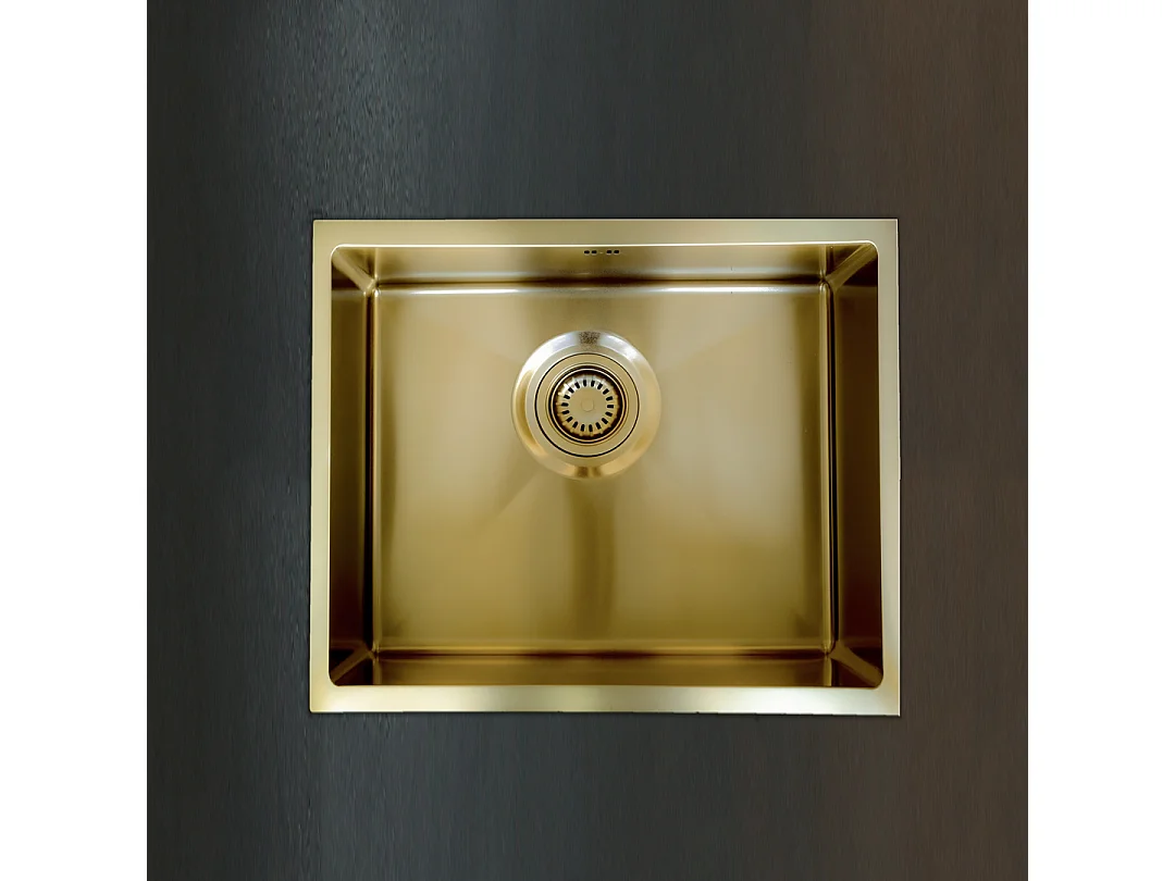 Luisa évier 1 cuve seule 55x45 en inox or brossé - Essebagno