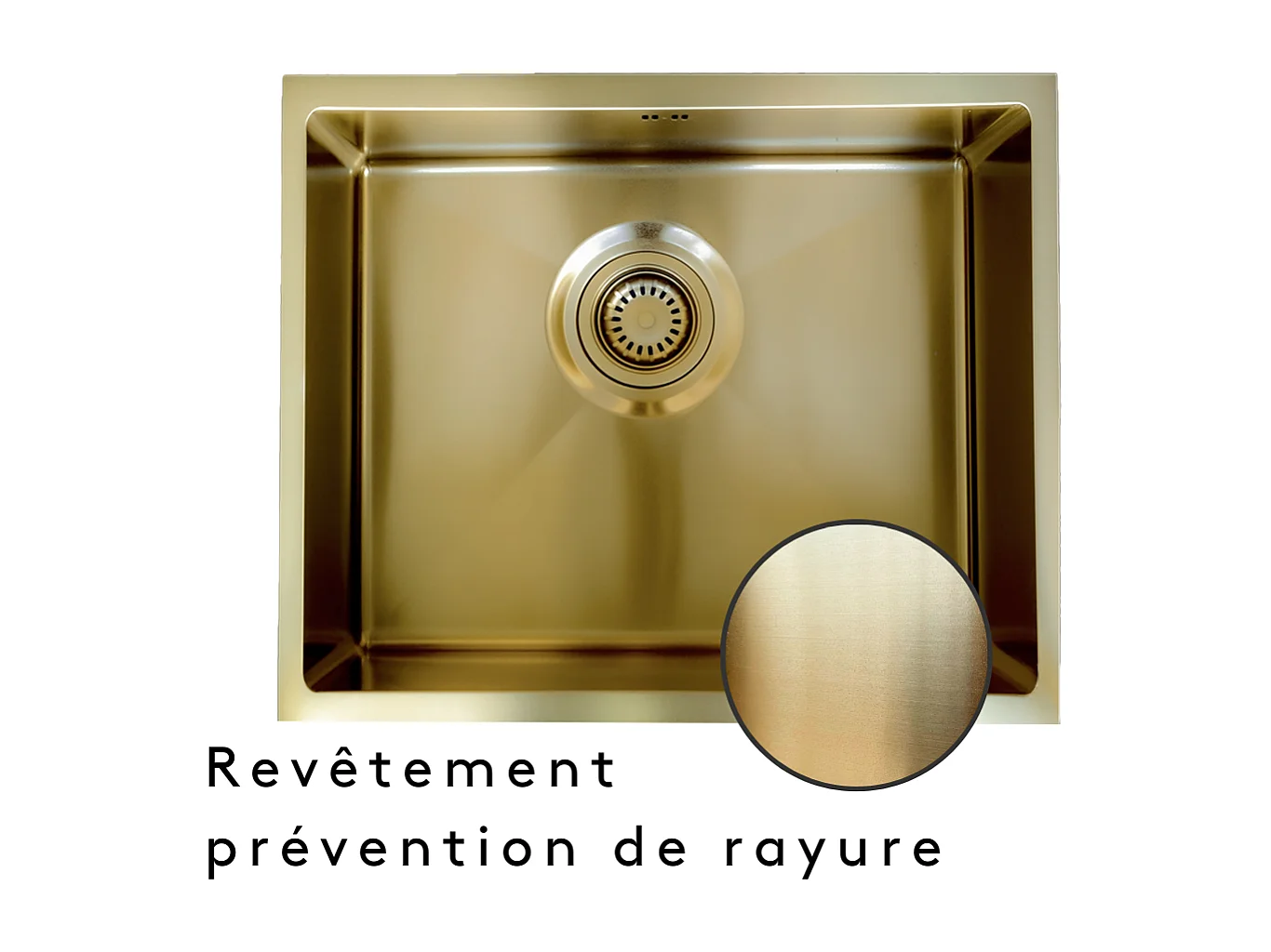 Luisa évier 1 cuve seule 55x45 en inox or brossé - Essebagno