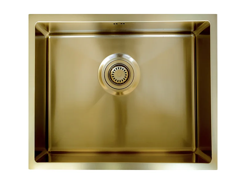 Luisa spoelbak 1 spoelbak 55x45 in geborsteld goud roestvrij staal - Essebagno