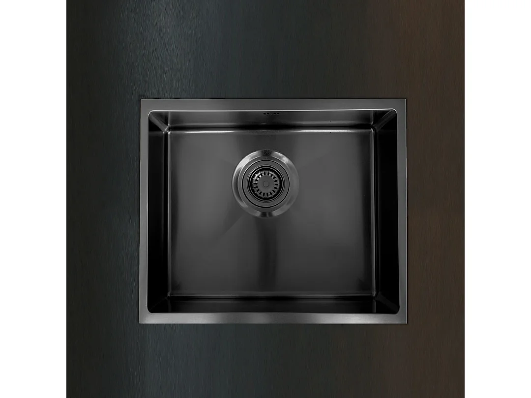 Lavello Luisa 1 vasca 55x45 in acciaio inox grigio gun metal Essebagno