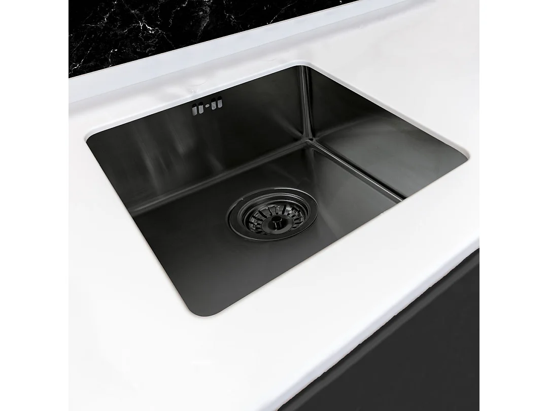 Lavello Luisa 1 vasca 55x45 in acciaio inox grigio gun metal Essebagno