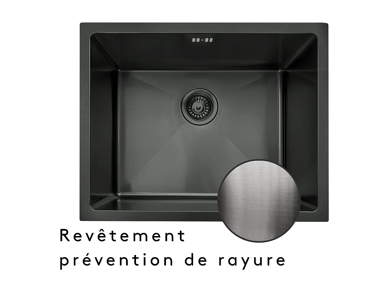 Lavello Luisa 1 vasca 55x45 in acciaio inox grigio gun metal Essebagno