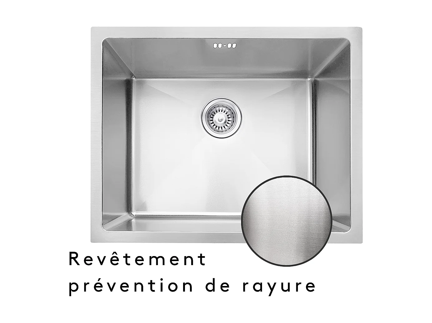 Luisa évier 1 cuve seule 55x45 en inox - Essebagno