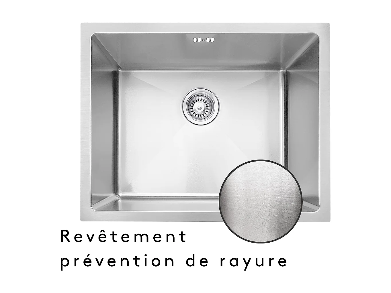 Luisa évier 1 cuve seule 55x45 en inox - Essebagno