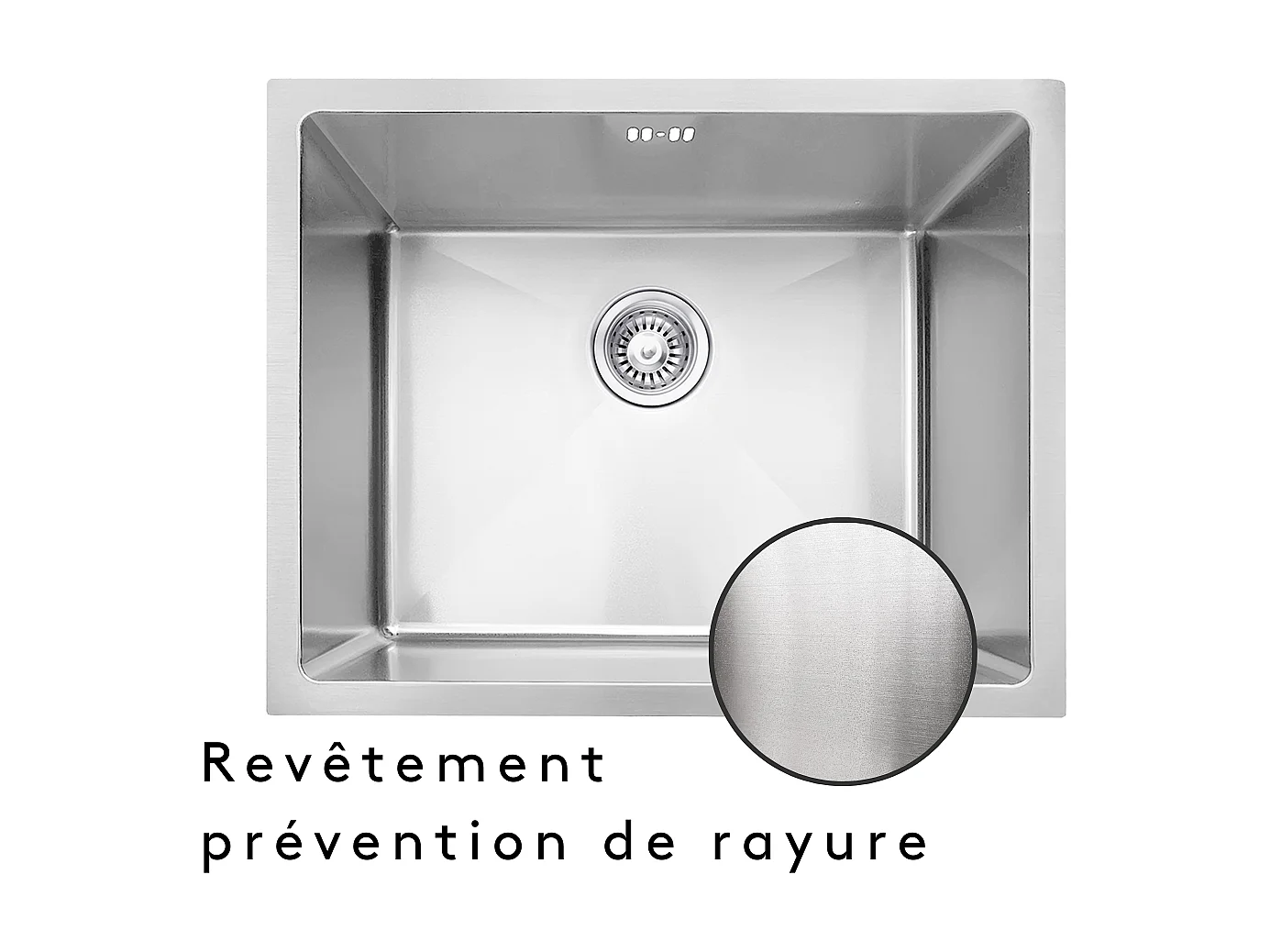 Luisa évier 1 cuve seule 55x45 en inox - Essebagno