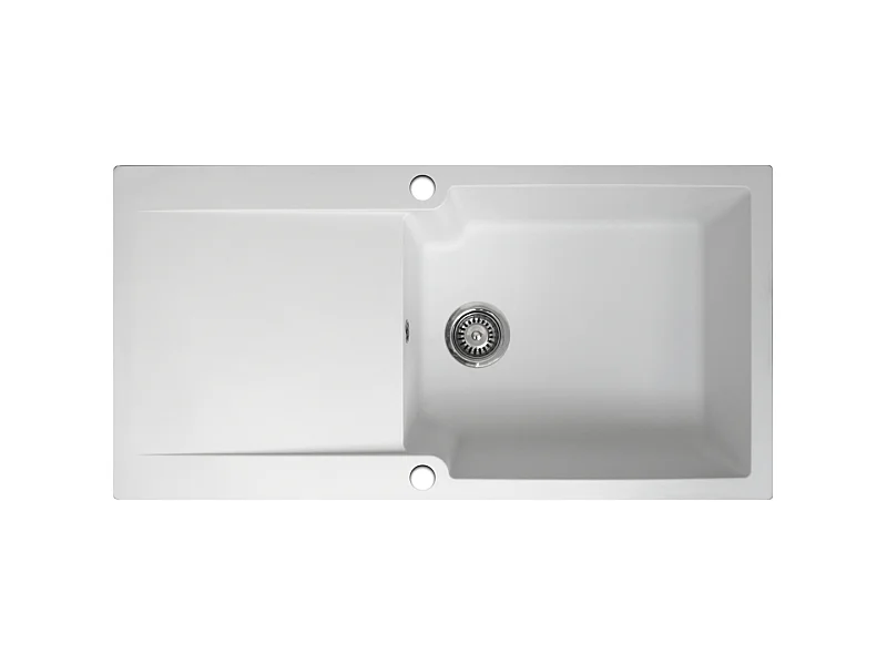 Lisse umkehrbare Spüle 1 großes Becken 1 Abtropfbecken aus weißes Harz Essebagno