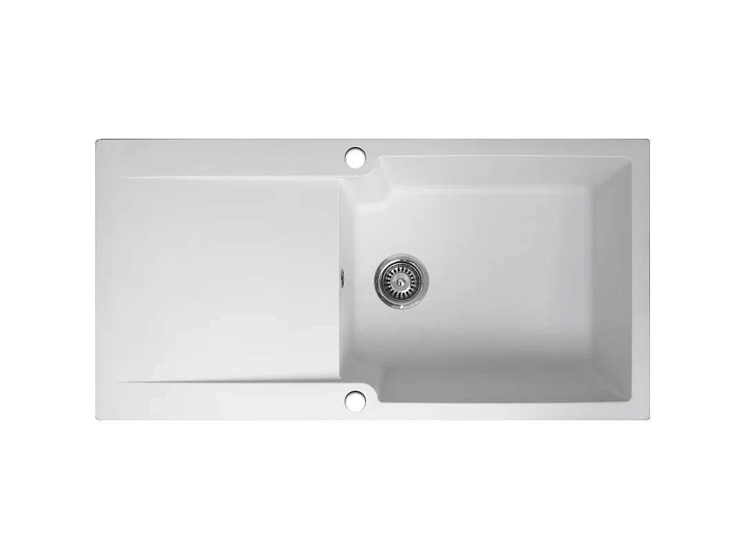 Lisse évier réversible 1 grande cuve 1 égouttoir en résine blanc - Essebagno